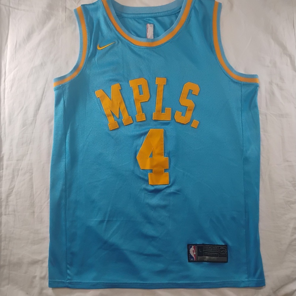 NikeEngineeredMen's Los Angeles Lakers‎ #4 Caruso Powder Blue ThrowbackJersey L